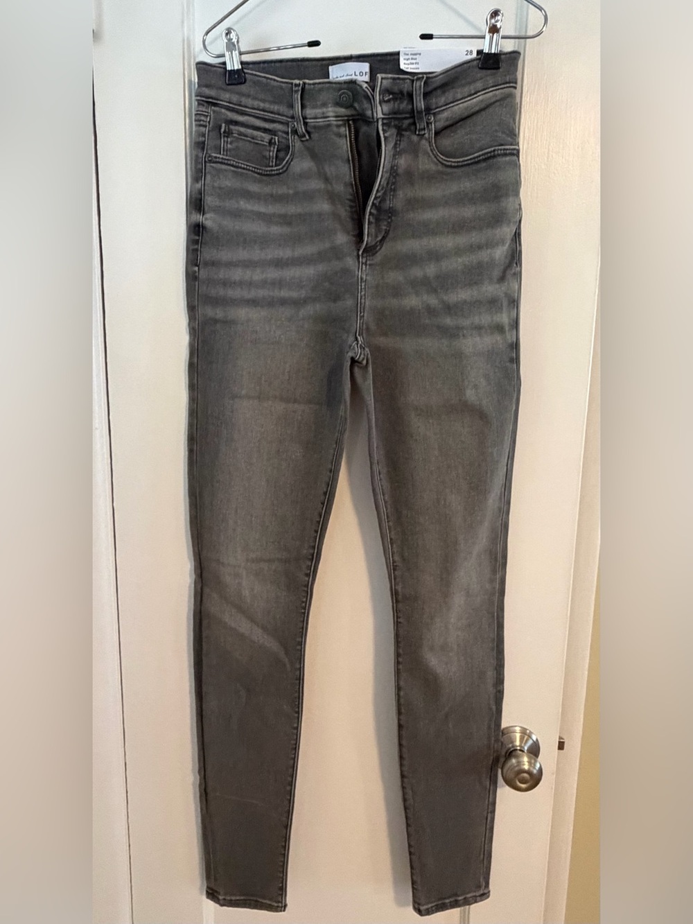LOFT Gray Skinny Jeans with Faded Detailing